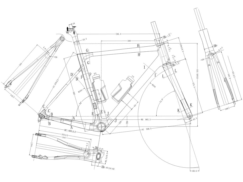 Fully Internal Cable Routing Carbon Road Bike Frame