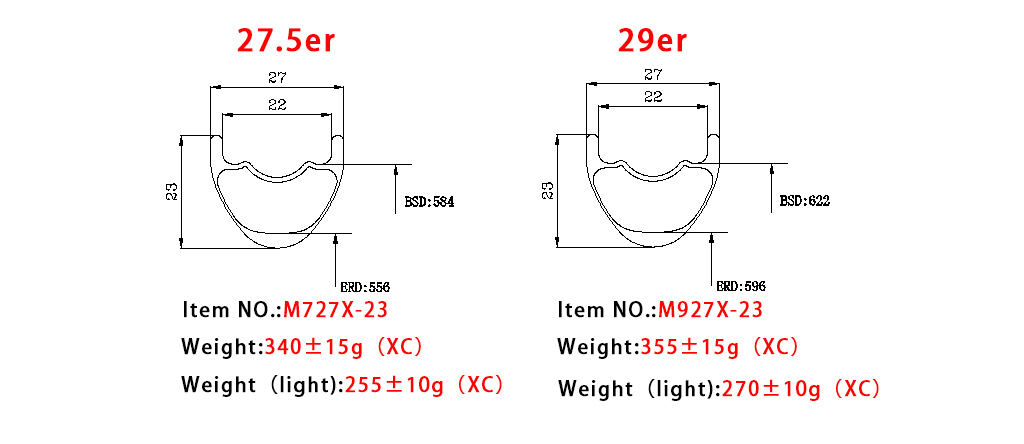 27mm Carbon Tubuless Mtb Rims For XC