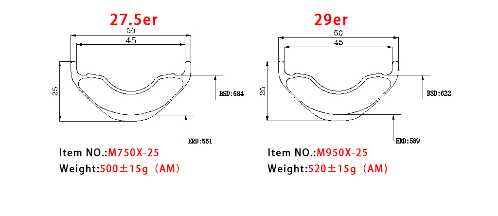 50mm Carbon Tubeless Mtb Rims For AM