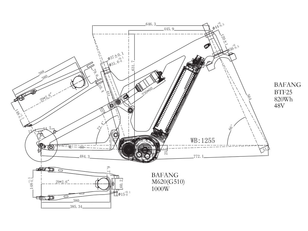 carbon bafang ebike frame