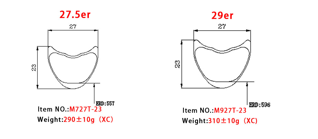 27mm Carbon Tubular Mountain Bike Rims For XC