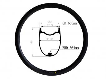 700C 28mm width hookless carbon rims for road bike